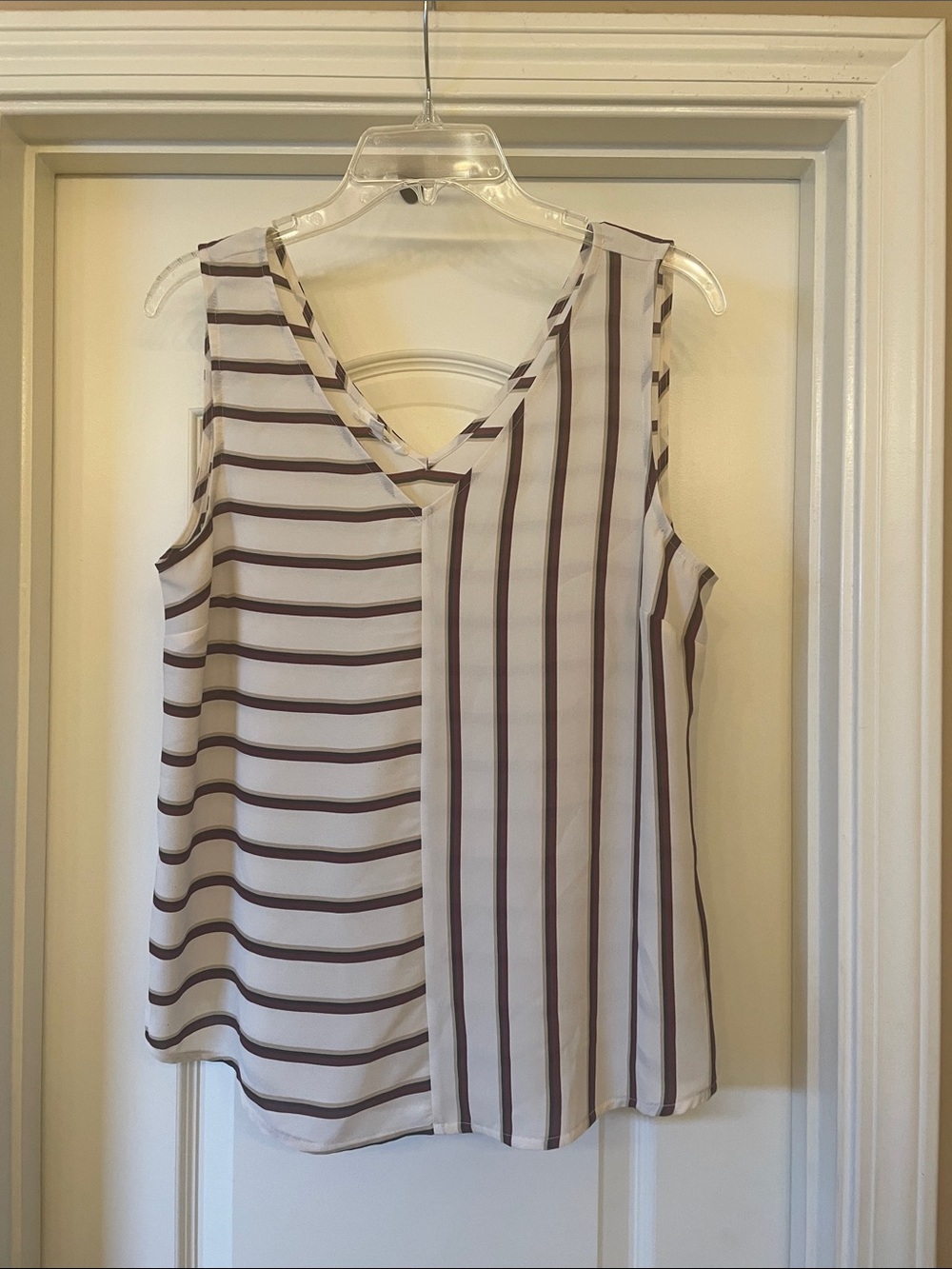 Maurices Two-Tone Striped V-Neck Tank Top